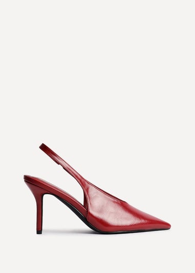 Linzi Evoke Red Faux Leather Sling Back Court Heels