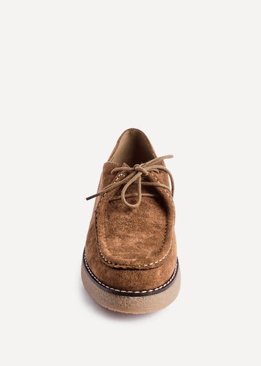 Linzi Perth Tan Faux Suede Laced Chunky Loafer