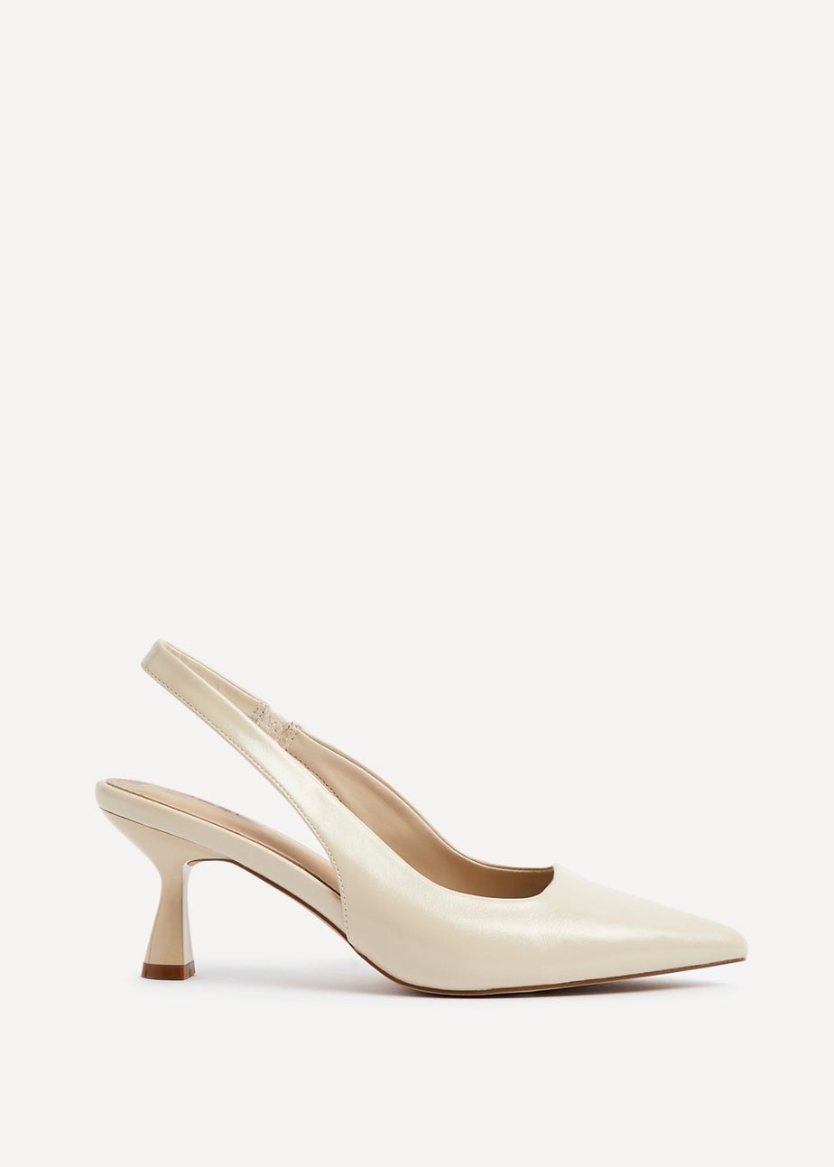 Linzi Presley Beige Faux Leather Sling Back Low Court Heel