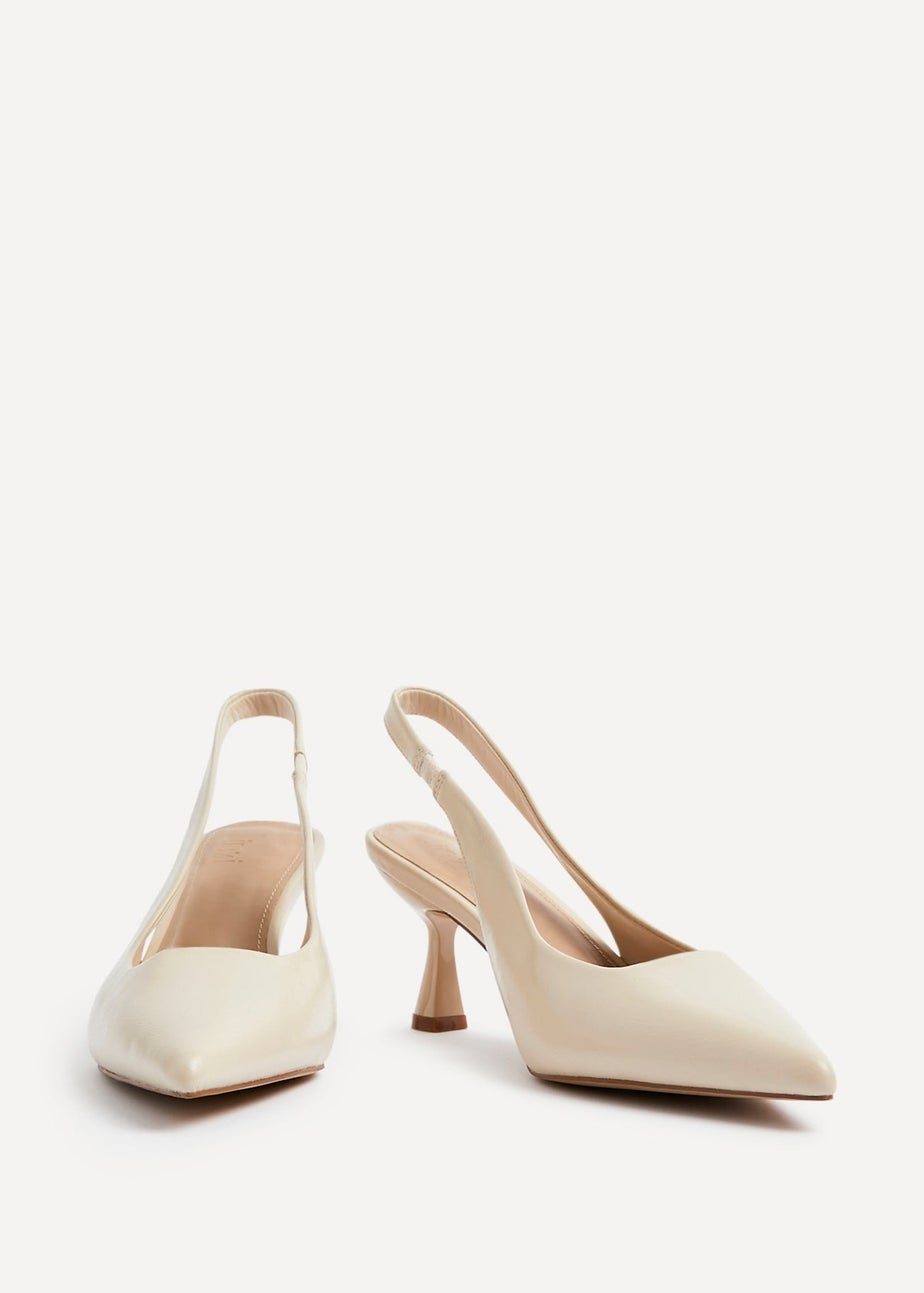 Linzi Presley Beige Faux Leather Sling Back Low Court Heel