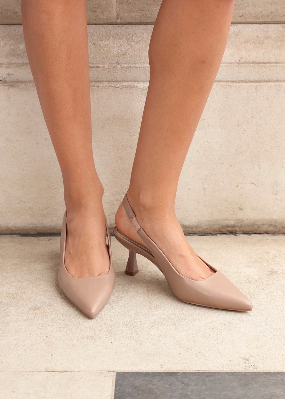 Linzi Presley Mocha Mousse Faux Leather Sling Back Low Court Heel