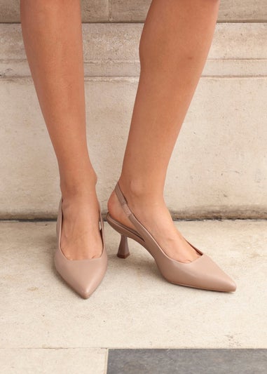 Linzi Presley Mocha Mousse Faux Leather Sling Back Low Court Heel