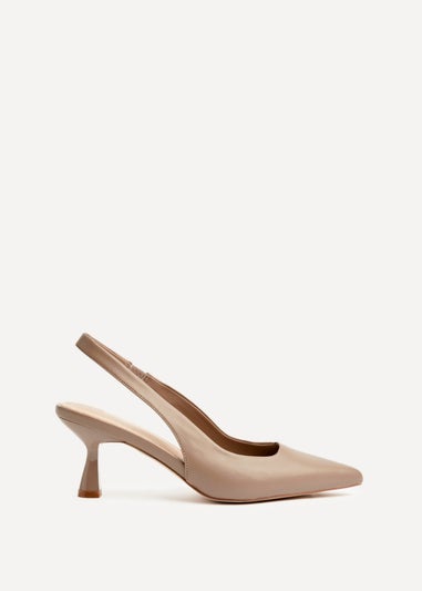 Linzi Presley Mocha Mousse Faux Leather Sling Back Low Court Heel