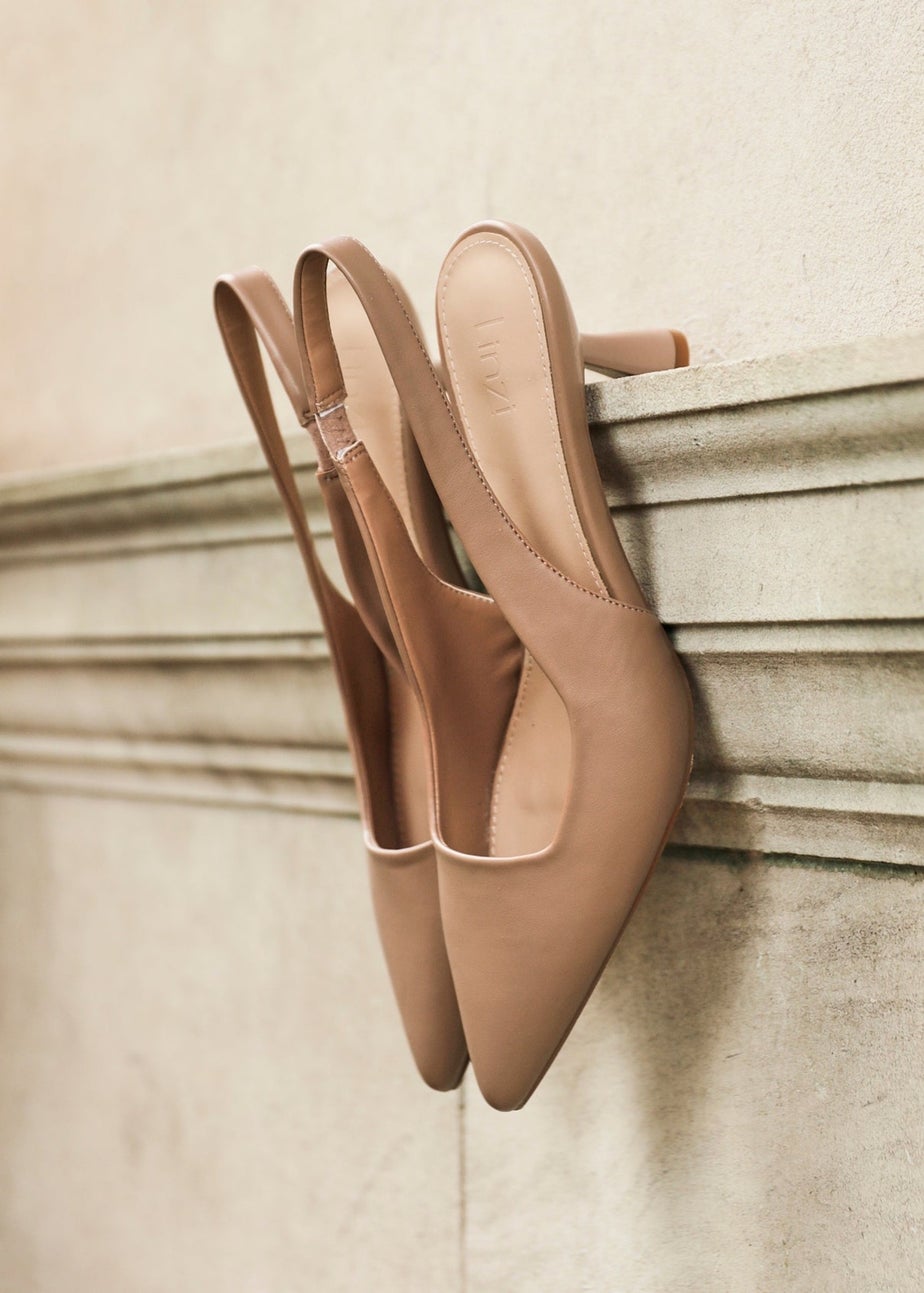 Linzi Presley Mocha Mousse Faux Leather Sling Back Low Court Heel