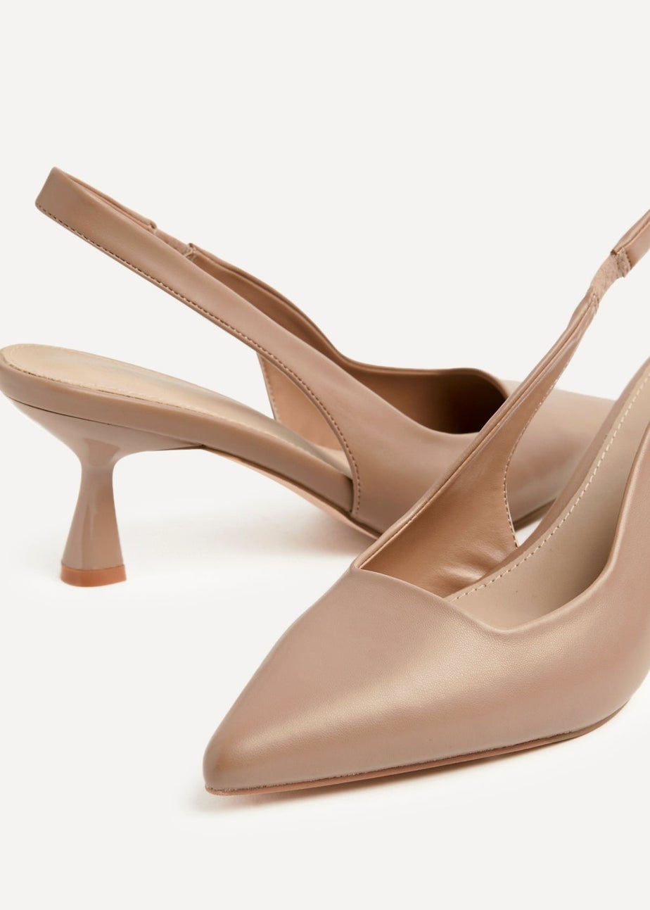 Linzi Presley Mocha Mousse Faux Leather Sling Back Low Court Heel