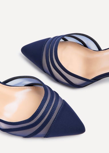 Linzi Tianey Wide Fit Navy Scuba Mesh Stiletto Court Heel