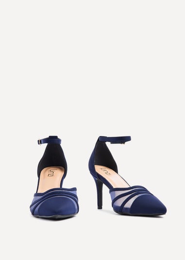 Linzi Tianey Wide Fit Navy Scuba Mesh Stiletto Court Heel