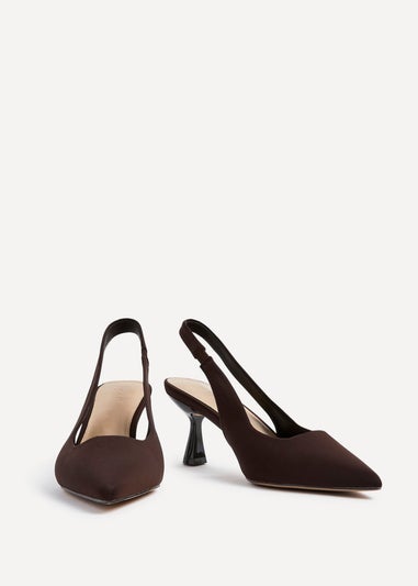 Linzi Presley Brown Scuba Sling Back Low Court Heel