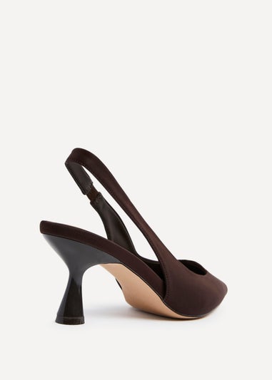 Linzi Presley Brown Scuba Sling Back Low Court Heel