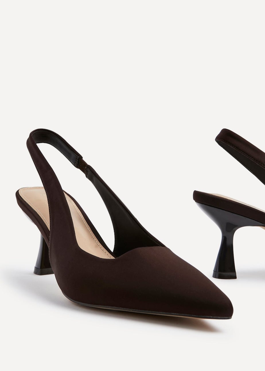 Linzi Presley Brown Scuba Sling Back Low Court Heel