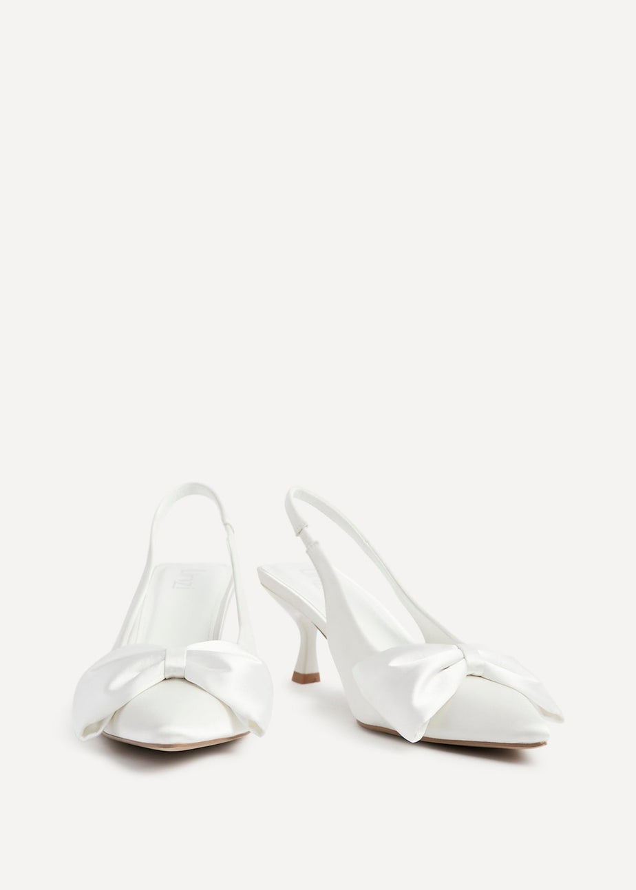 Linzi Merlot Bridal Ivory Satin Slingback Court Heels