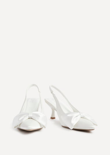 Linzi Merlot Bridal Ivory Satin Slingback Court Heels