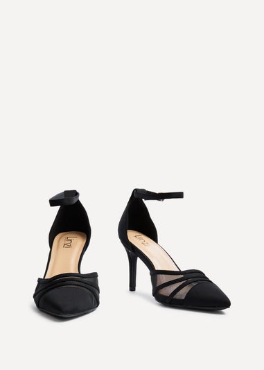 Linzi Tianey Wide Fit Black Scuba Mesh Stiletto Court Heel