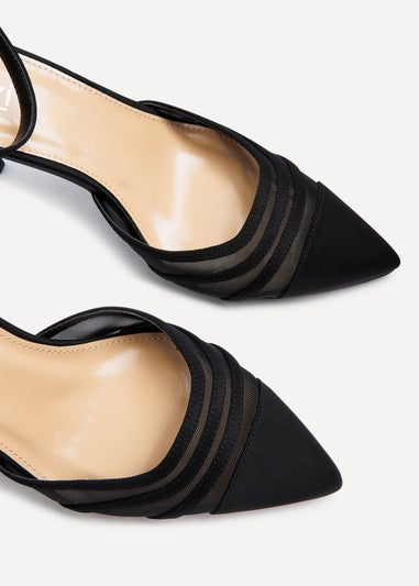 Linzi Tianey Wide Fit Black Scuba Mesh Stiletto Court Heel
