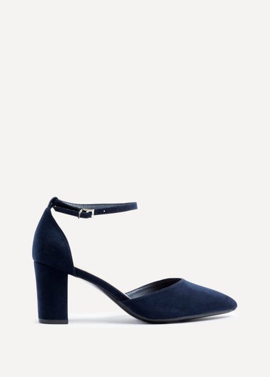 Linzi Davina Wide Fit Navy Faux Suede Court Heel