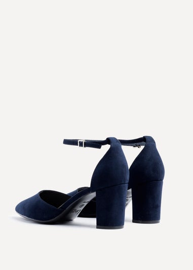 Linzi Davina Wide Fit Navy Faux Suede Court Heel