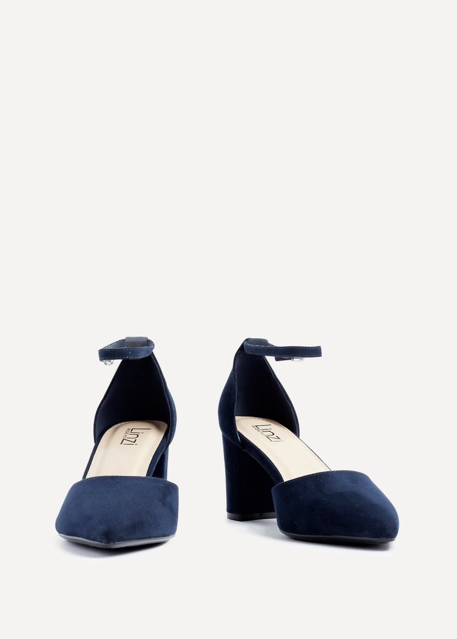 Linzi Davina Wide Fit Navy Faux Suede Court Heel