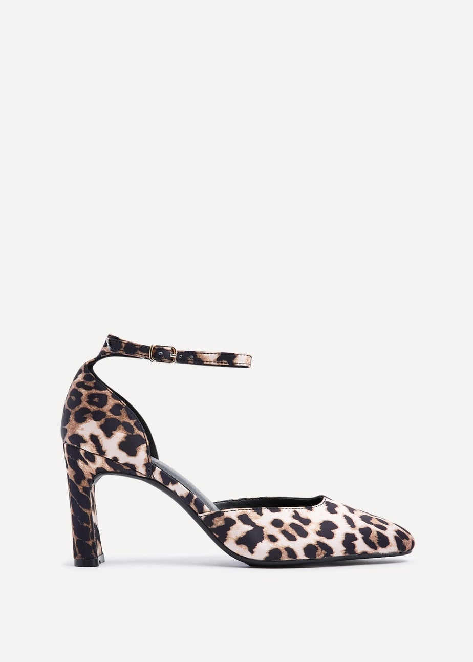 Linzi Corinne Leopard Print Scuba Square Toe Court Heel