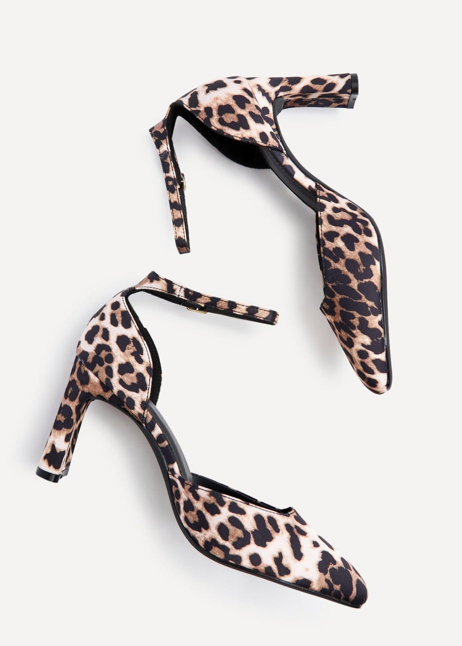 Linzi Corinne Leopard Print Scuba Square Toe Court Heel