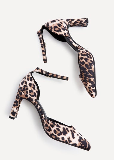 Linzi Corinne Leopard Print Scuba Square Toe Court Heel