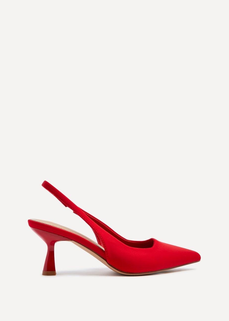 Linzi Presley Red Lycra Sling Back Low Court Heel