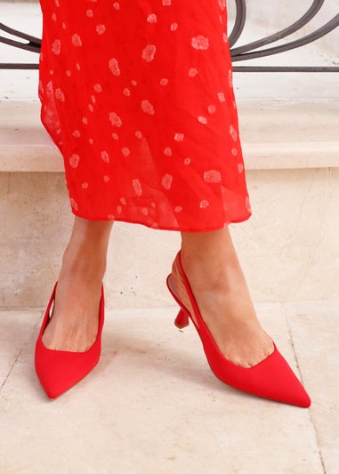 Linzi Presley Red Lycra Sling Back Low Court Heel