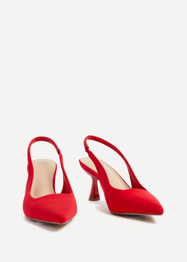 Linzi Presley Red Lycra Sling Back Low Court Heel