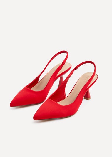 Linzi Presley Red Lycra Sling Back Low Court Heel