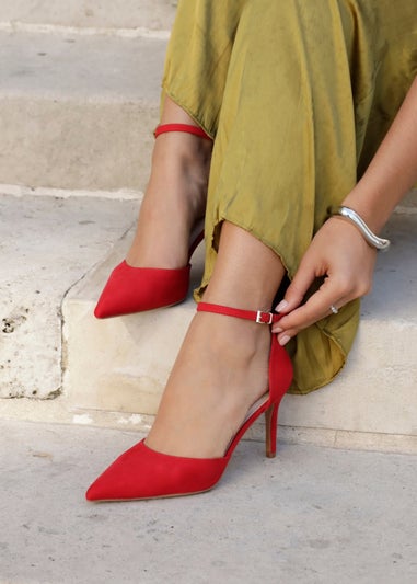 Linzi Thea Red Faux Suede Classic Stiletto Court Heel