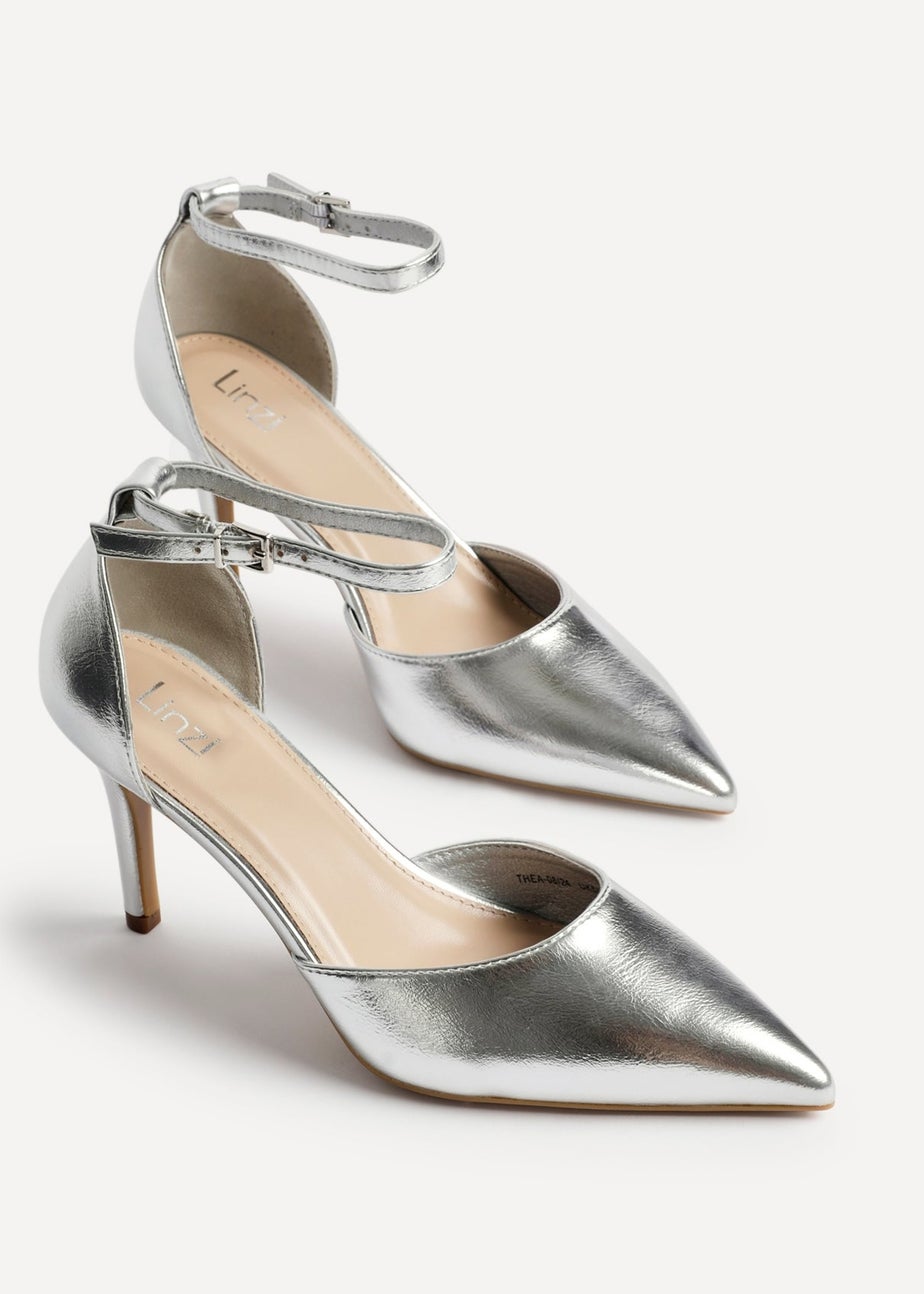 Linzi Thea Silver Faux Leather Classic Stiletto Court Heel