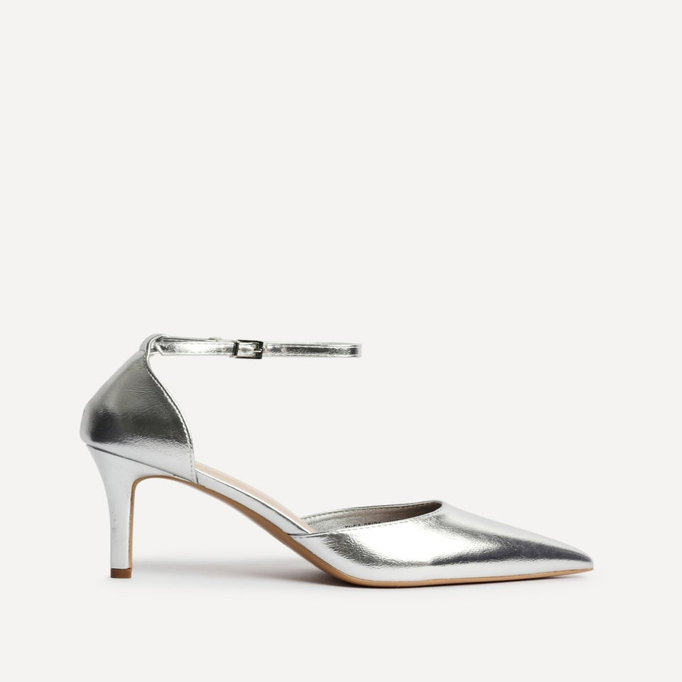 Linzi Thea Silver Faux Leather Classic Stiletto Court Heel