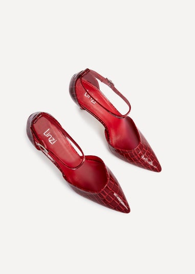 Linzi Maci Burgundy Faux Croc Patent Stiletto Court Heel