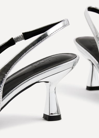 Linzi Presley Silver Chrome Sling Back Low Court Heel