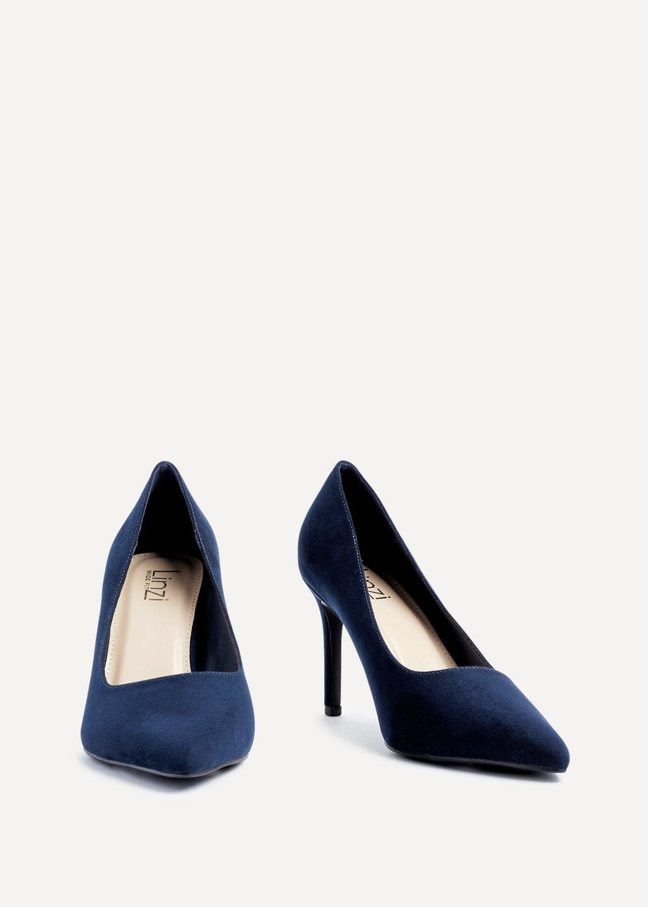 Linzi Martina Wide Fit Navy Faux Suede Classic Court Heel