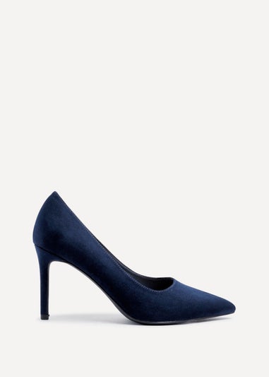 Linzi Martina Wide Fit Navy Faux Suede Classic Court Heel