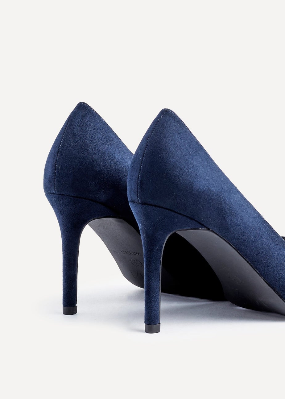 Linzi Martina Wide Fit Navy Faux Suede Classic Court Heel