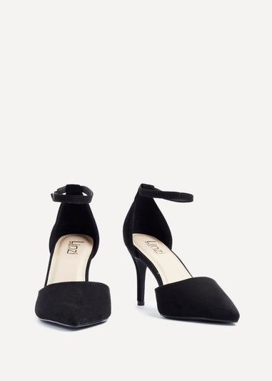 Linzi Lavora Wide Fit Black Faux Suede Stiletto Court Heel