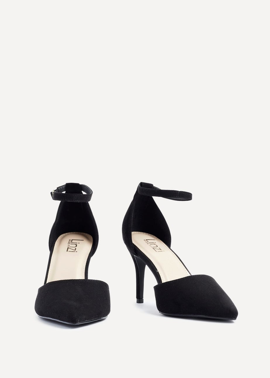 Linzi Lavora Wide Fit Black Faux Suede Stiletto Court Heel