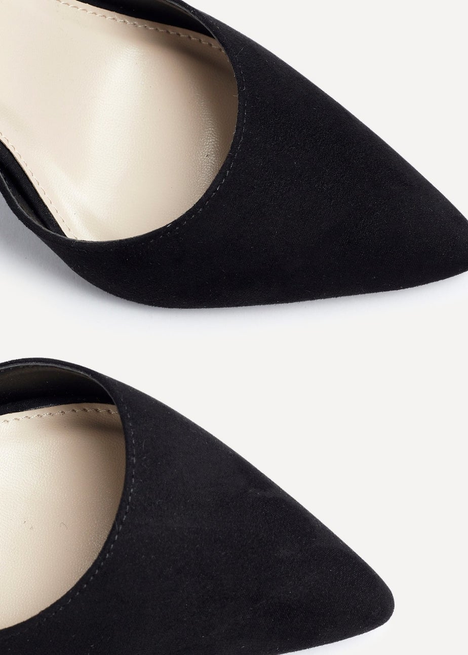 Linzi Lavora Wide Fit Black Faux Suede Stiletto Court Heel
