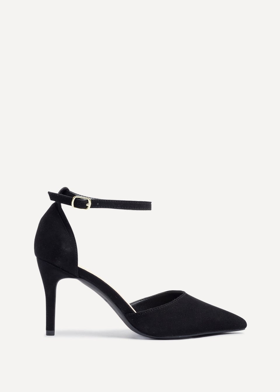 Linzi Lavora Wide Fit Black Faux Suede Stiletto Court Heel