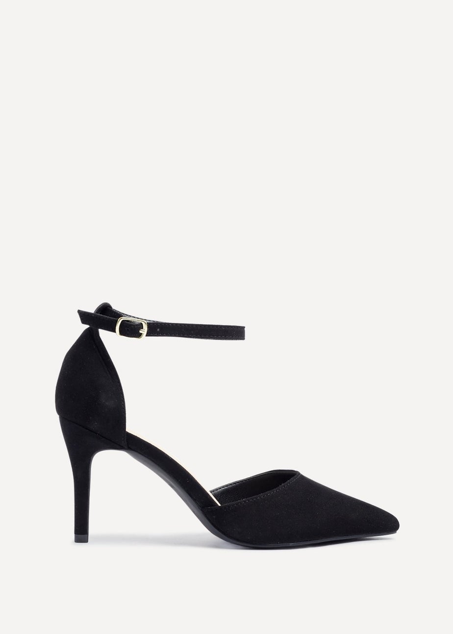 Linzi Lavora Wide Fit Black Faux Suede Stiletto Court Heel