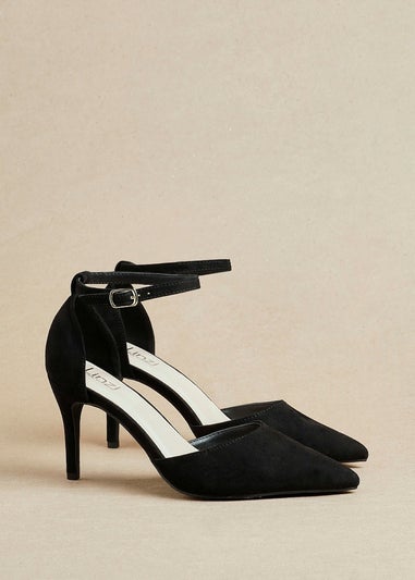 Linzi Lavora Wide Fit Black Faux Suede Stiletto Court Heel