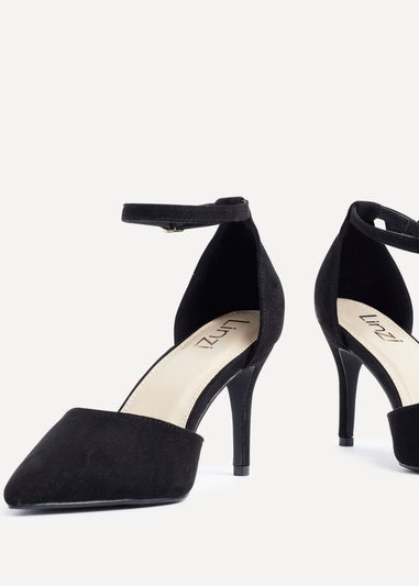 Linzi Lavora Wide Fit Black Faux Suede Stiletto Court Heel