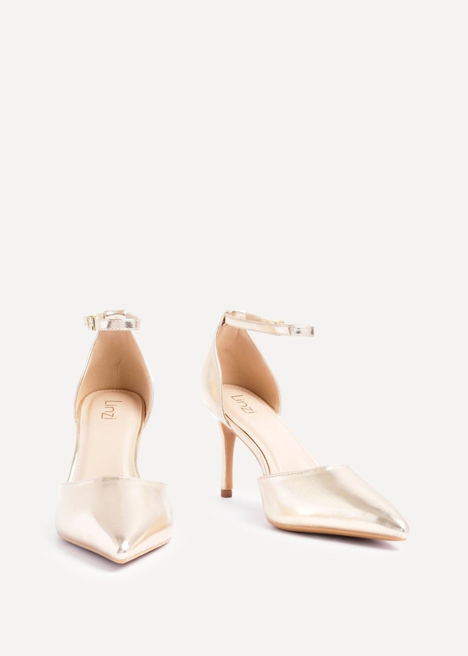Linzi Thea Gold Faux Leather Classic Stiletto Court Heel
