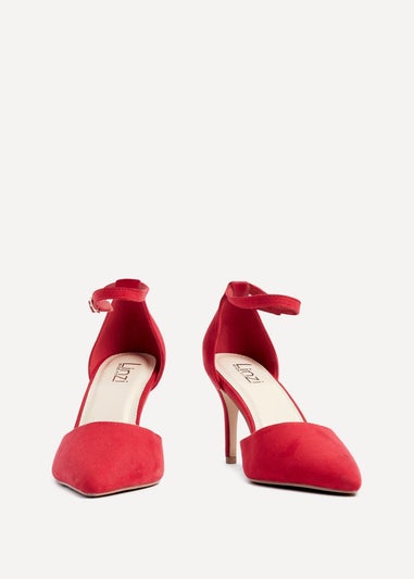 Linzi Lavora Wide Fit Red Faux Suede Stiletto Court Heel