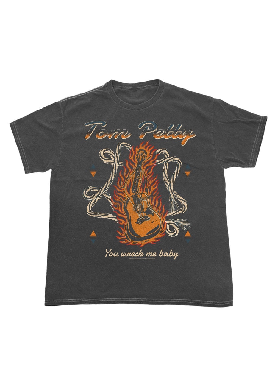 Tom Petty You Wreck Me Baby Charcoal Graphic Washed Music T-Shirt