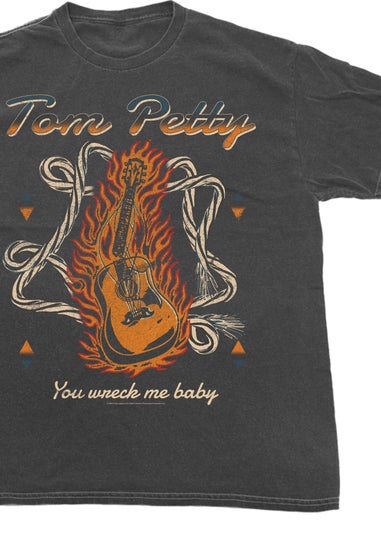 Tom Petty You Wreck Me Baby Charcoal Graphic Washed Music T-Shirt