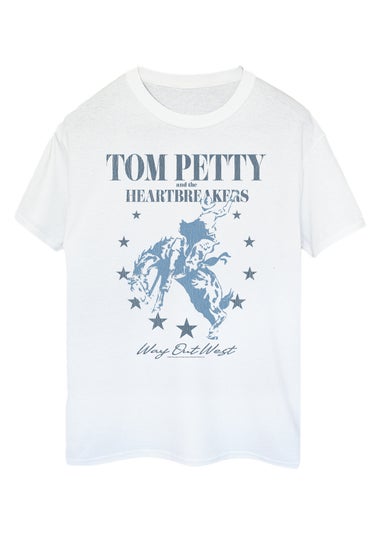 Tom Petty & The Heartbreakers Way Out West White Graphic Boyfriend Fit Music T-Shirt