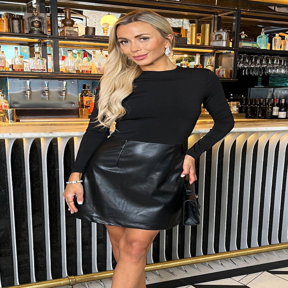 AX Paris Black 2 in 1 Faux Leather Skirt Long Sleeve Mini Dress