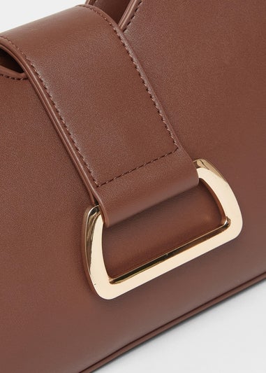 Quiz Brown Faux Leather Buckle Shoulder Bag